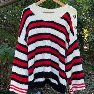 Colorblock sweater 🤍🖤❤️